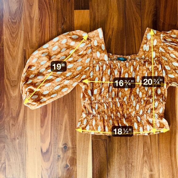 Haute Hippie Orange Smocked 3/4 Sleeve Blouse - Picture 8 of 11